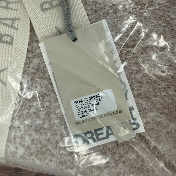 Barefoot Dreams CozyChic Lite Confetti Scarf Womens Cream Taupe Neck Warmer