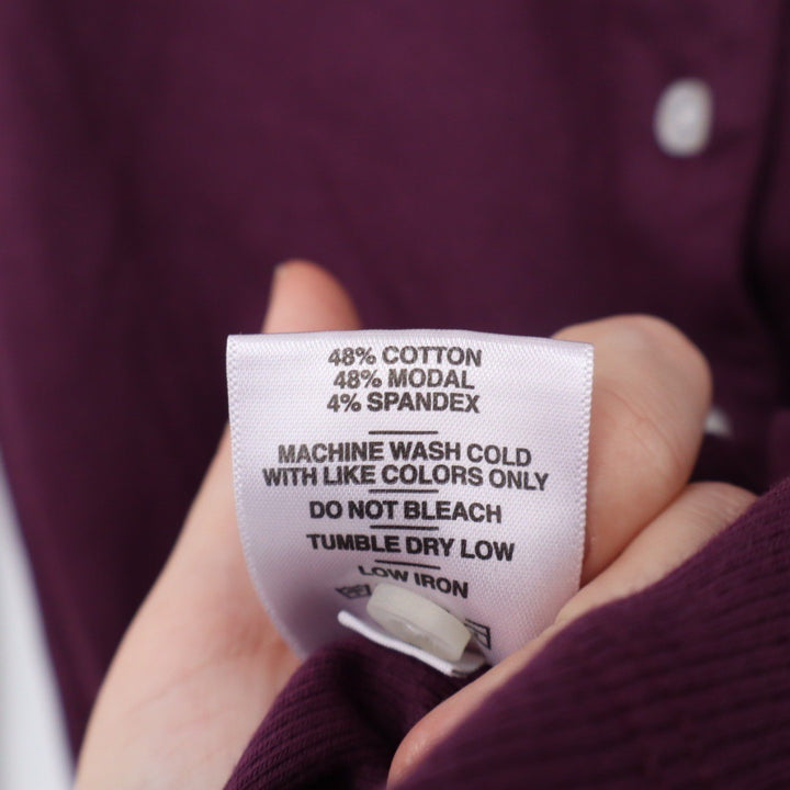 American Giant Ribbed Button Front Long Sleeve Crop Top Burgundy Size L