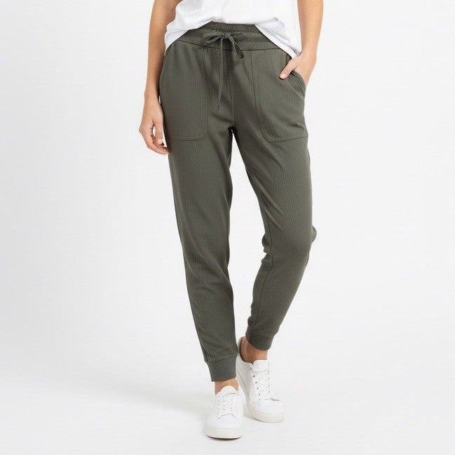 Lululemon Align Ribbed Jogger Pants Olive Green Size 4 Drawstring Pockets