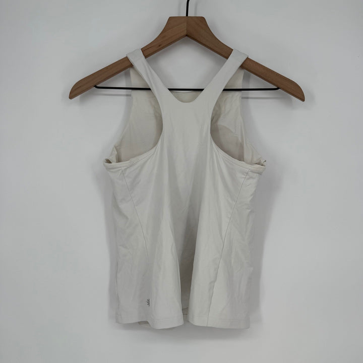 ATHLETA White Built-in Bra Tank Top Athletic Workout Yoga Racerback Size S