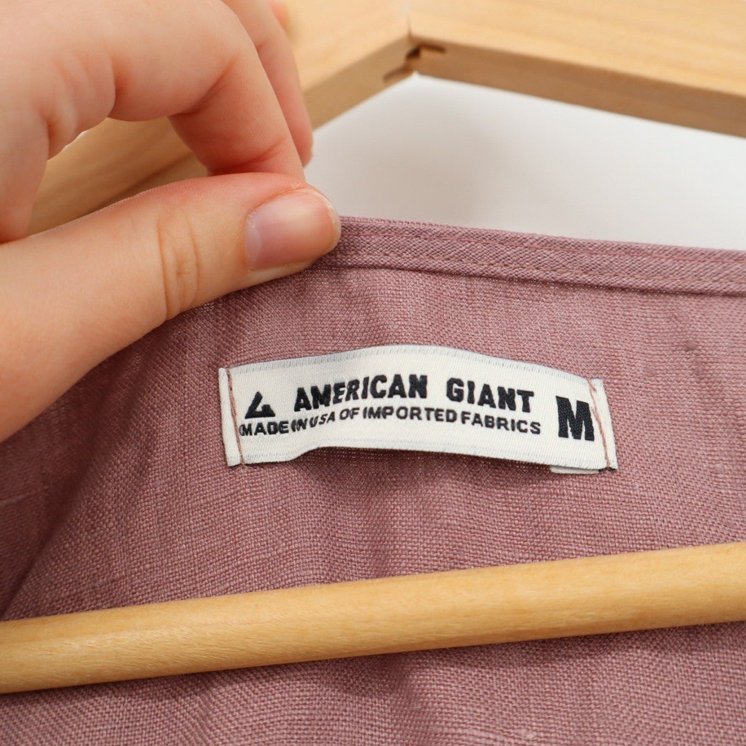 American Giant Linen V Neck Sleeveless Maxi Dress Rose Size M