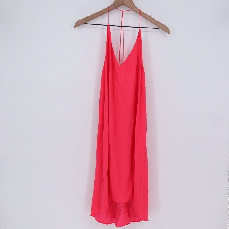 Amanda Uprichard Coral Silk Halterneck Slip Dress Size L