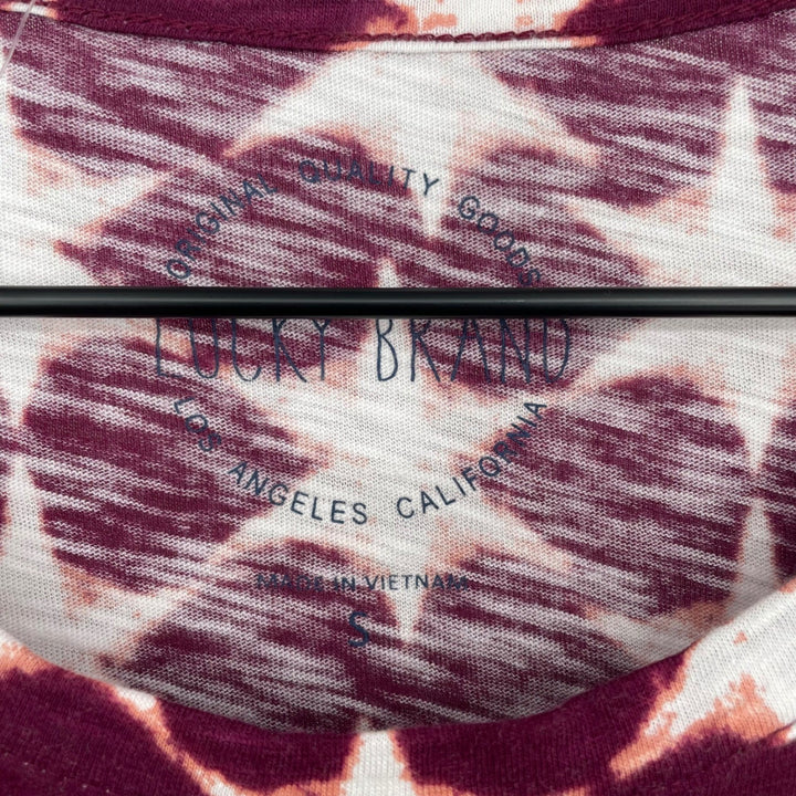 Lucky Brand Star Print Sleeveless Tank Top Burgundy White Womens Size Small