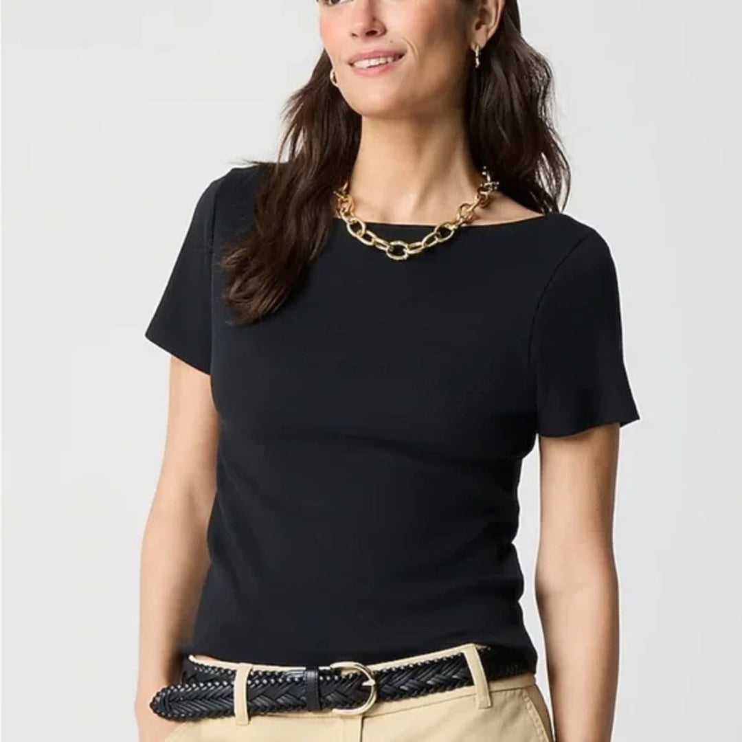 J.Crew Short-Sleeve Ribbed Boatneck Tee Size XXL