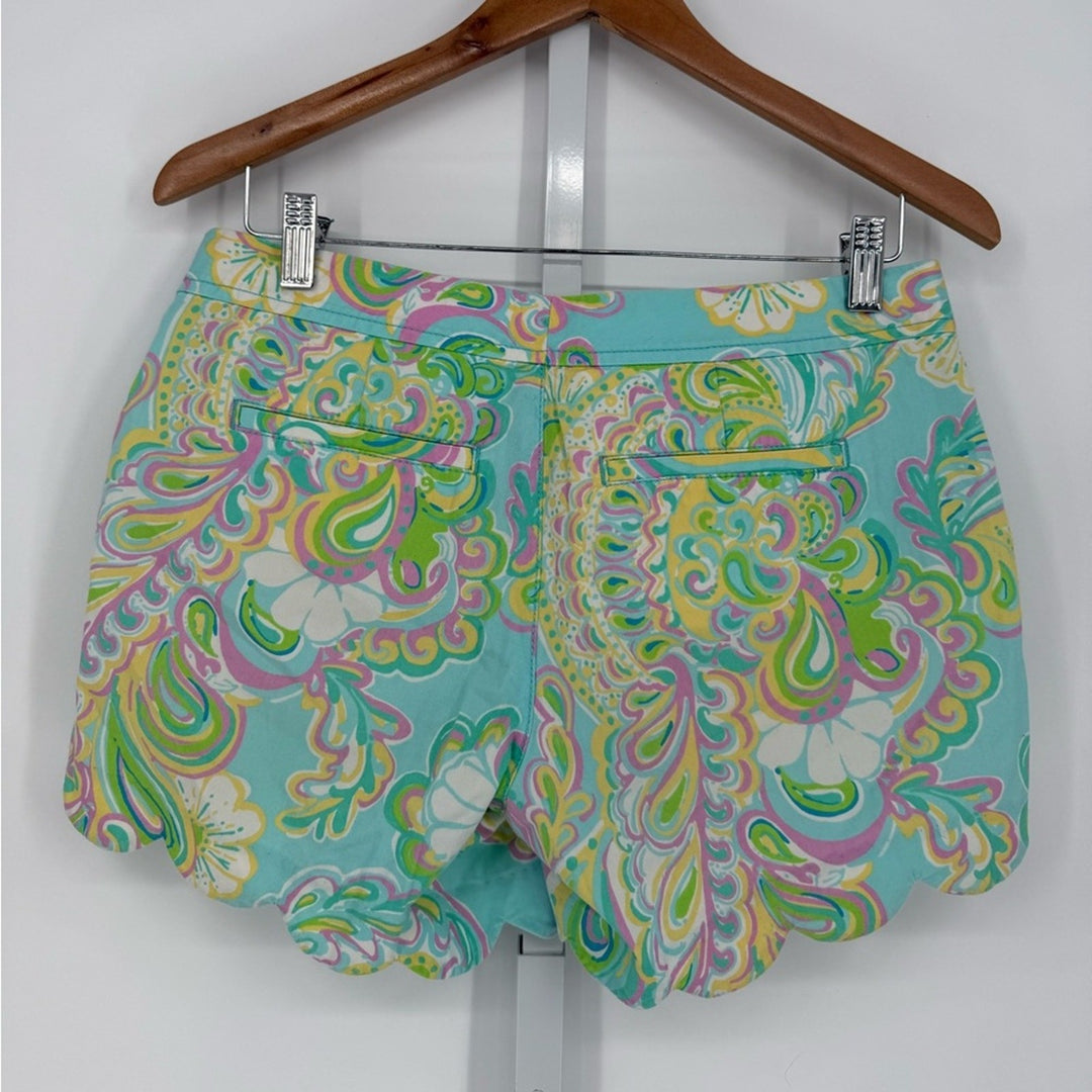 Lilly Pulitzer Buttercup Double Trouble Paisley Print Scalloped Hem Shorts