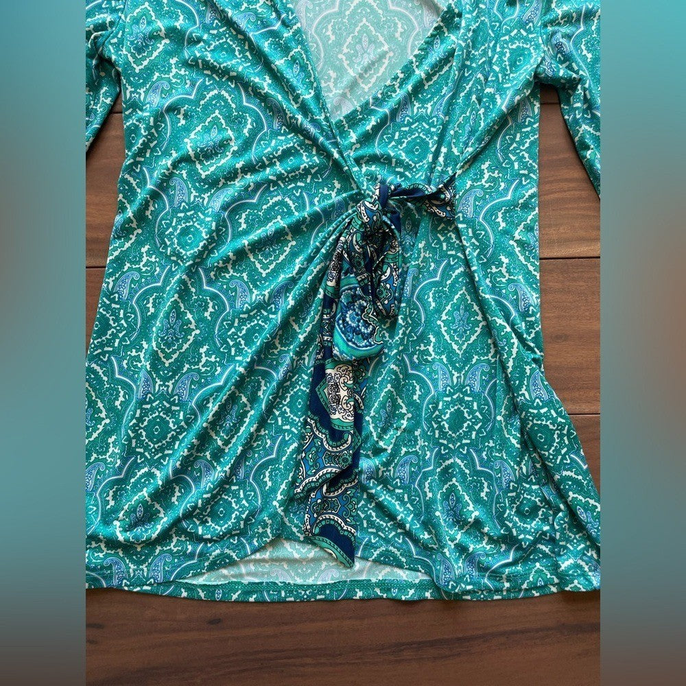 41 Hawthorn Zoolia Venetian Faux Wrap Knit Top Size S