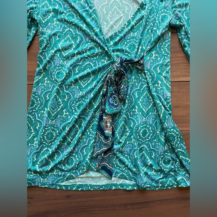 41 Hawthorn Zoolia Venetian Faux Wrap Knit Top Size S