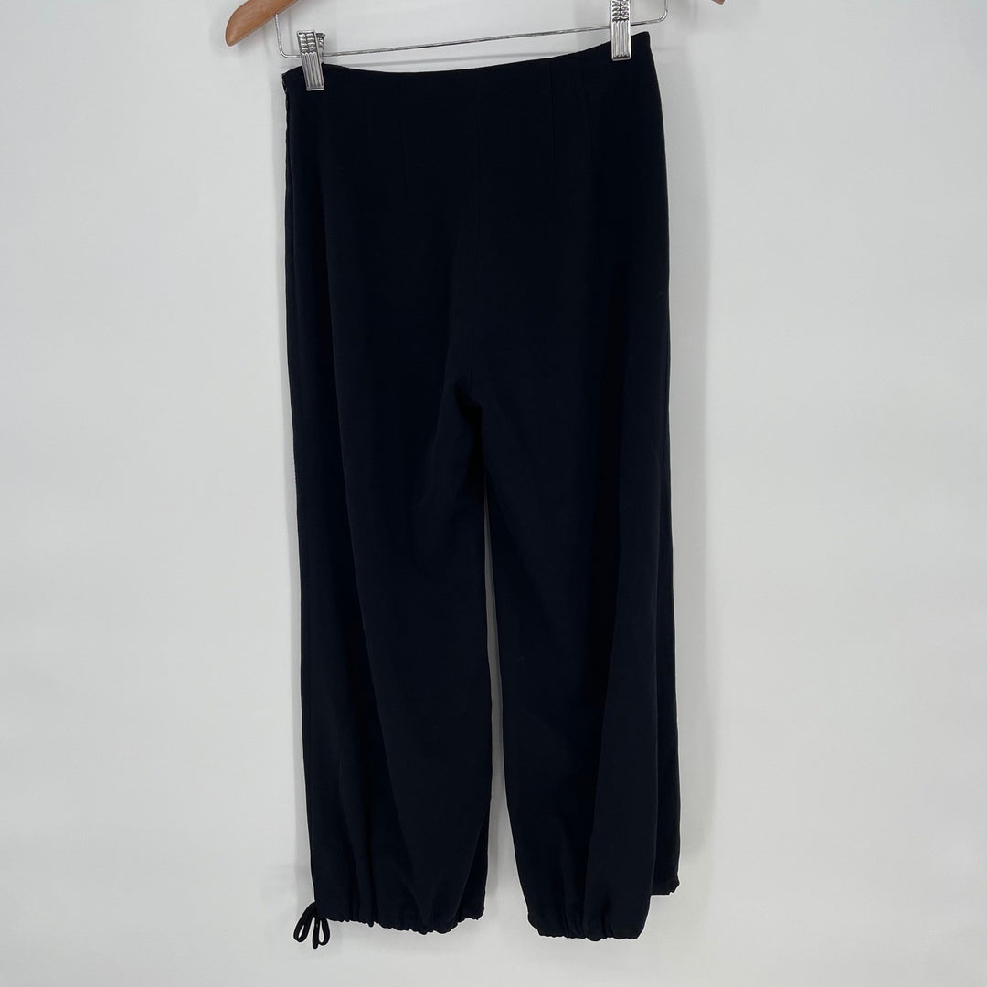 Babaton 1-01 Black Cropped Drawstring Hem Wide Leg Pants Size 00