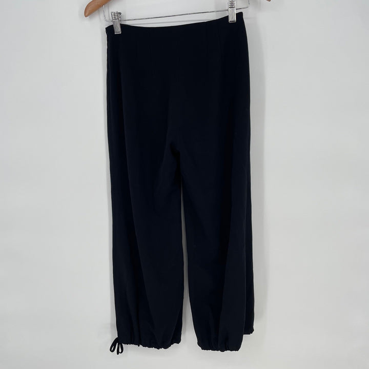 Babaton 1-01 Black Cropped Drawstring Hem Wide Leg Pants Size 00