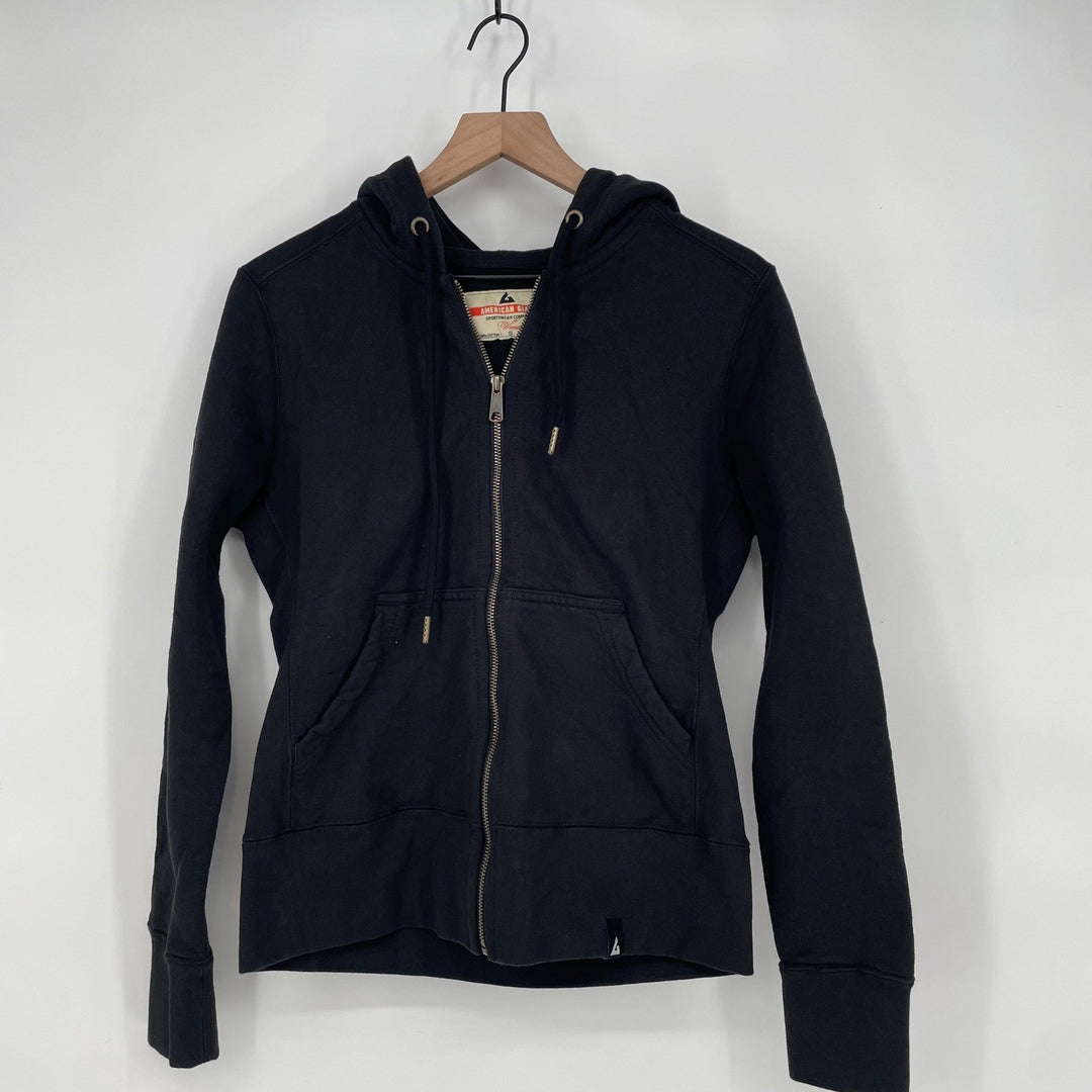 American Giant Women's Full Zip Hoodie Sweatshirt Black Cotton Size Small Casual