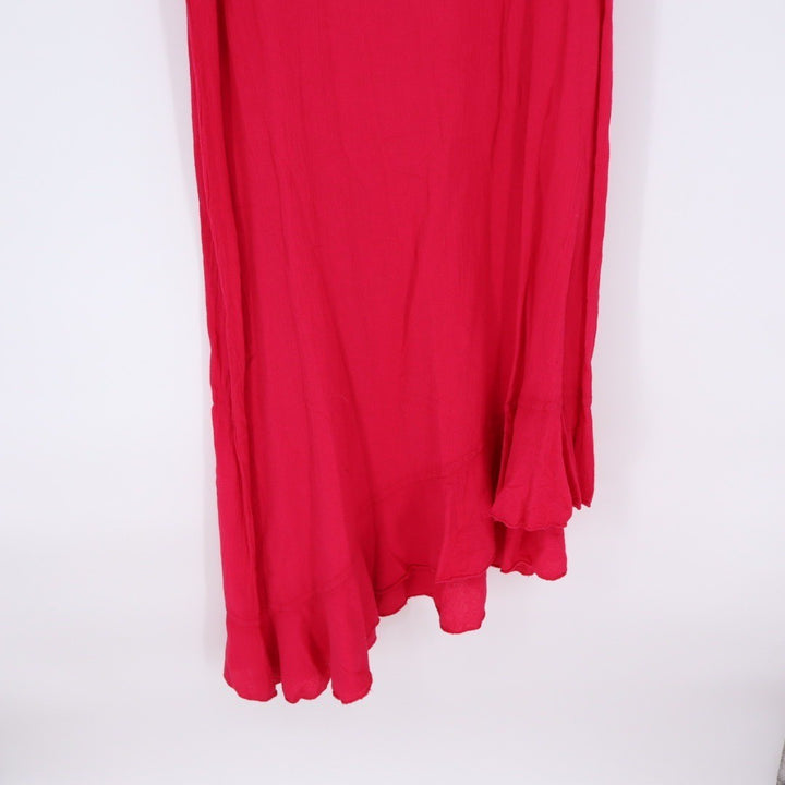 CottonWays Red Asymmetrical Ruffle Midi Dress Spaghetti Strap Size 2