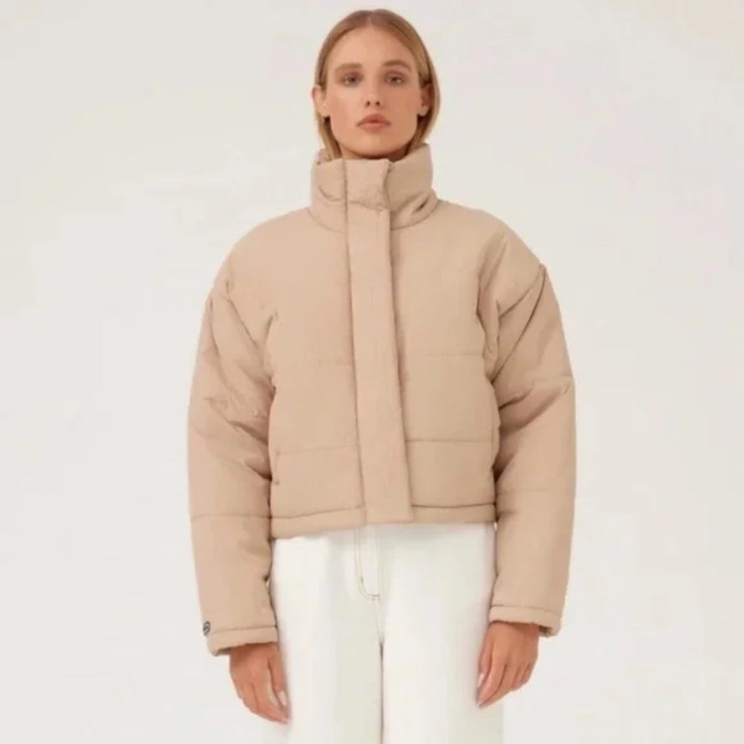 The Fifth Label Tan Cropped Puffer Jacket Size S/4