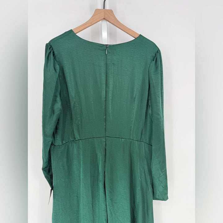 Lulus Endearing Elegance Emerald Green Satin Long Sleeve Maxi Dress Size 3X