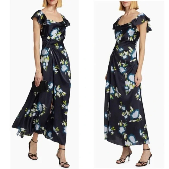 Tanya Taylor Luna Floral Gathered Maxi Dress Size 0