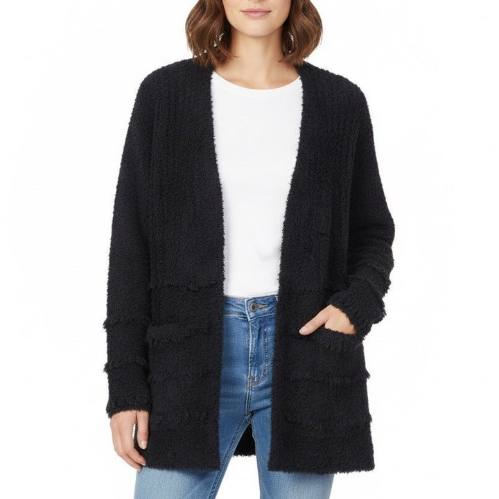 Barefoot Dreams CozyChic Boardwalk Cardigan Black XS Cozy Knit