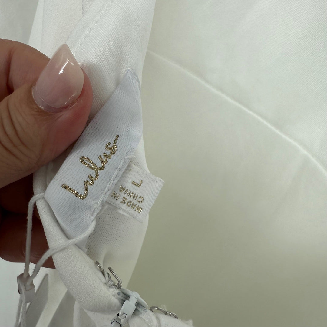 Lulus Eloquent Endearment White Long Sleeve Backless Maxi Dress Size L