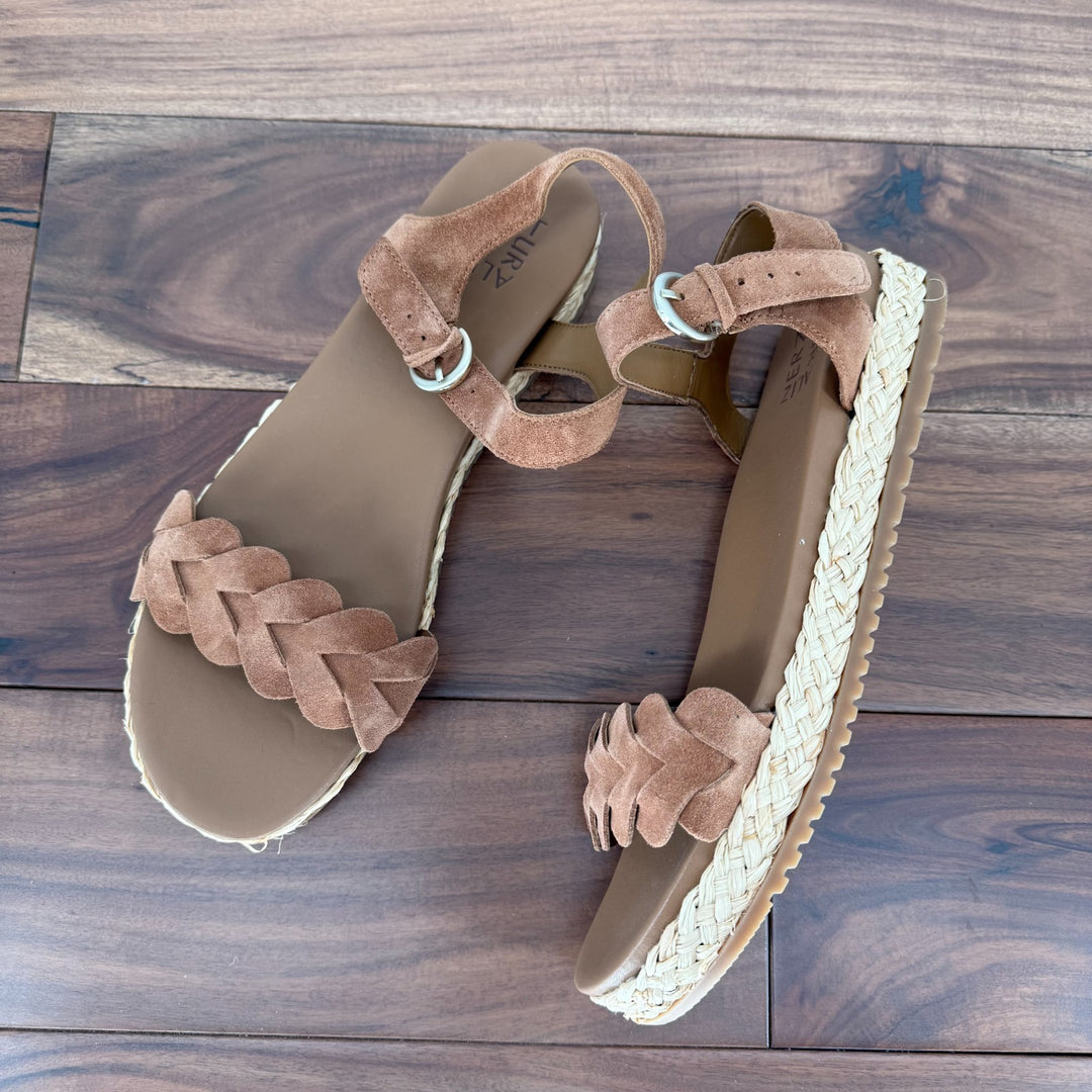 Naturalizer Sandals Womens Size 11 N Tea Brown Leather Neila Ankle Strap Braided