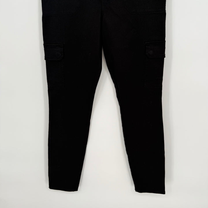 Level 99 Black Skinny Cargo Pants Zip Pockets Womens Size 29