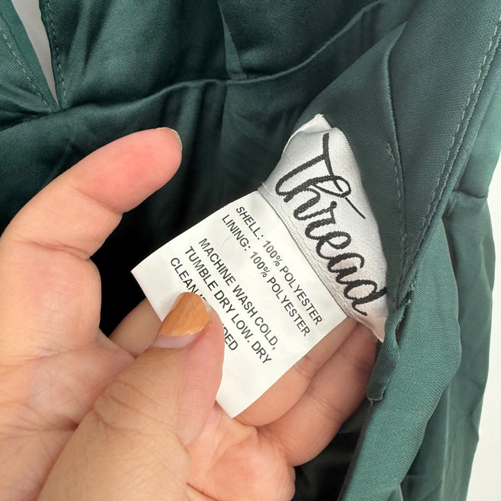 Thread Deep V-Neck Shirred Skirt Maxi Dress With Convertible Straps In Evergreen