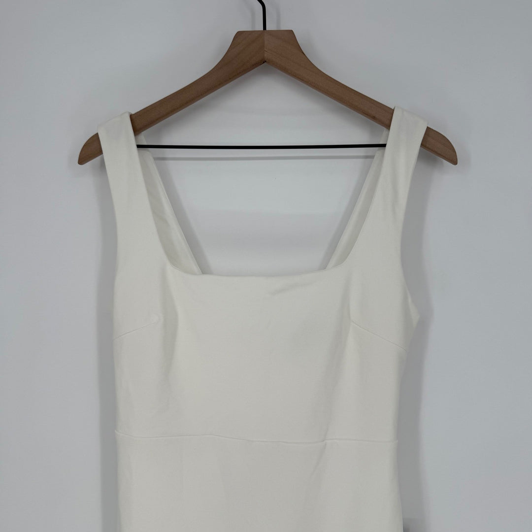 Lulus Moment Maker White Square Neck Trumpet Midi Dress Size M