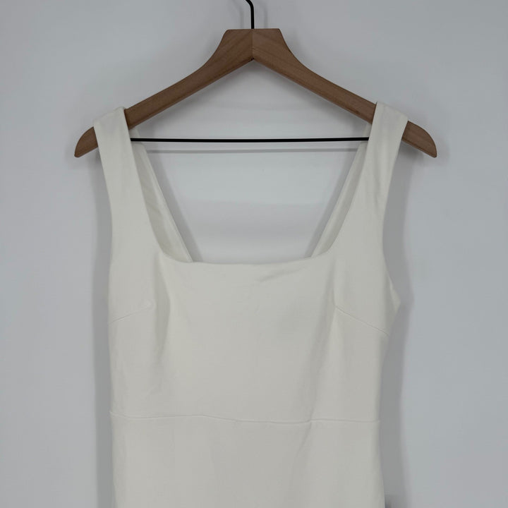 Lulus Moment Maker White Square Neck Trumpet Midi Dress Size M