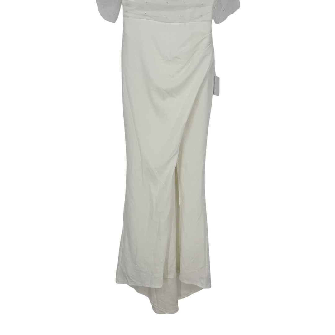 Lulus Profound Glamour Ivory Pearl Off-The-Shoulder Tulip Maxi Dress Size S