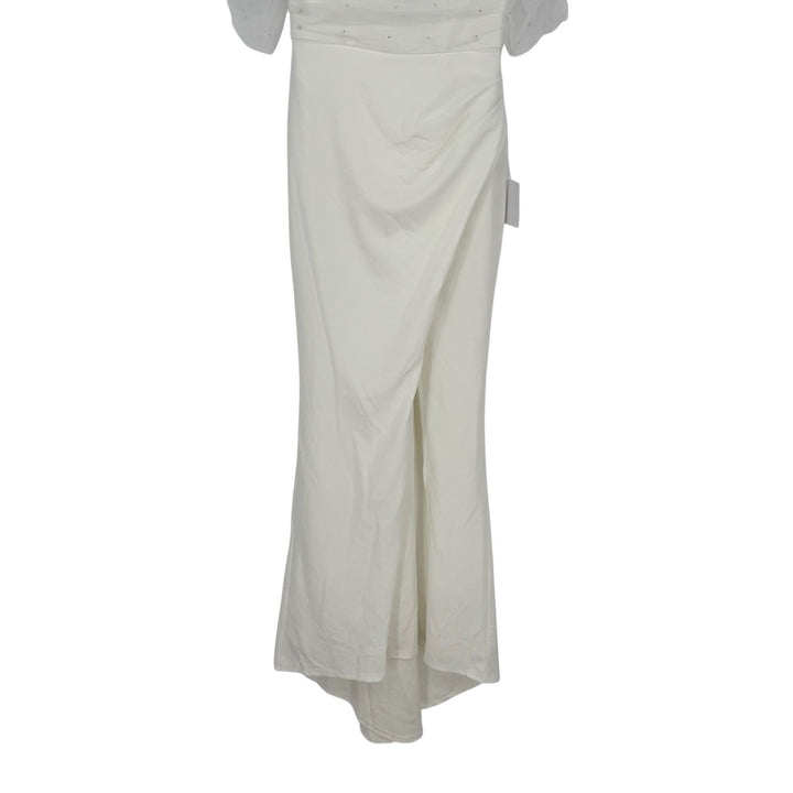 Lulus Profound Glamour Ivory Pearl Off-The-Shoulder Tulip Maxi Dress Size S