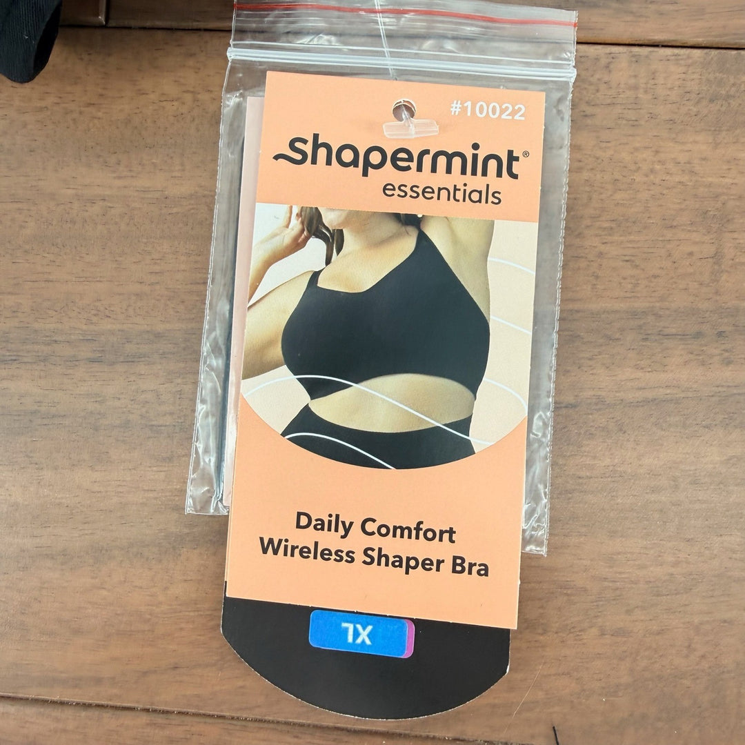 Shapermint Essentials Black Wireless Shaper Bra XL Daily Comfort Front Closure