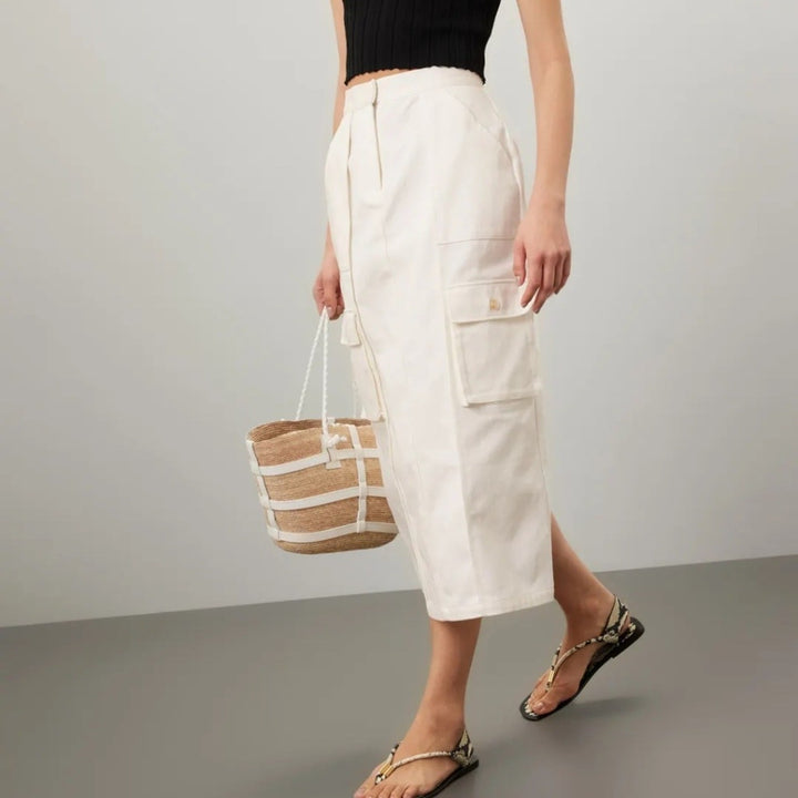 Silk Laundry Canvas Cargo Skirt Size XS