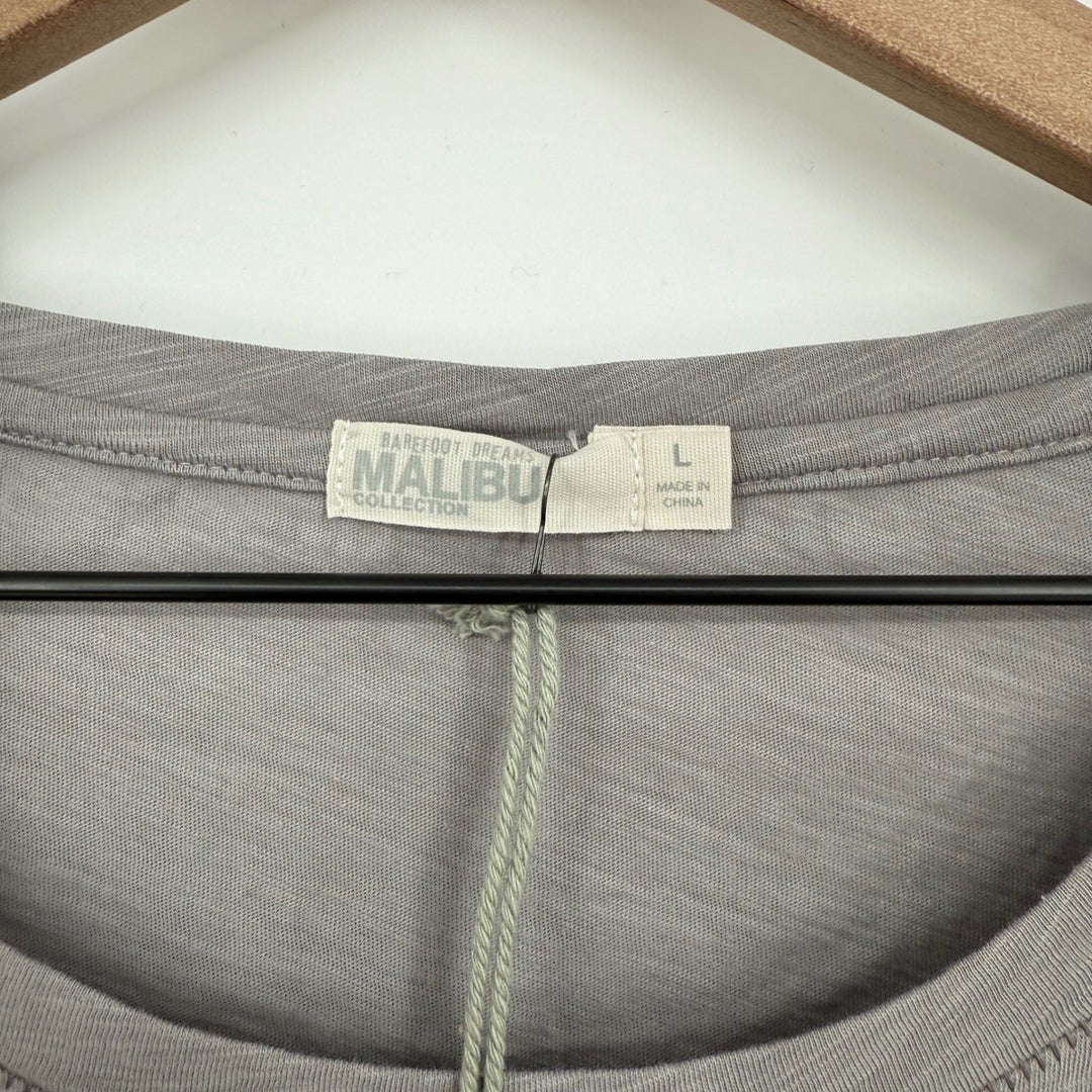 Barefoot Dreams Malibu Dove Gray Slub Jersey Dropped Shoulder Tee T-Shirt L