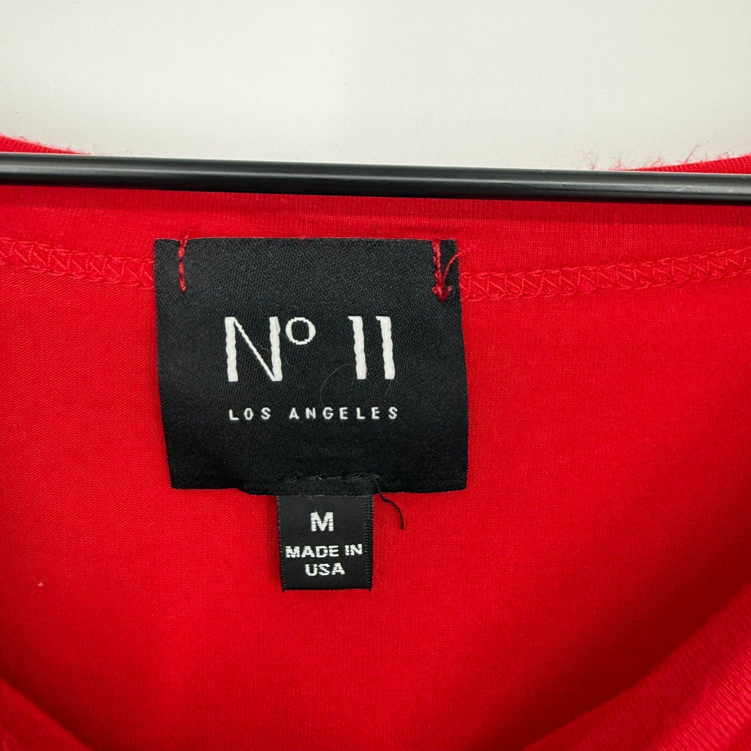 N° 11 Los Angeles Red Twist Front Bamboo Blend Short Sleeve Top