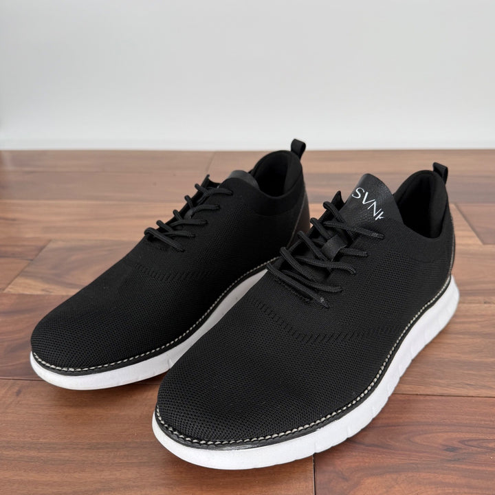 SVNKE Black Knit Sneakers Casual Comfort Walking Shoes