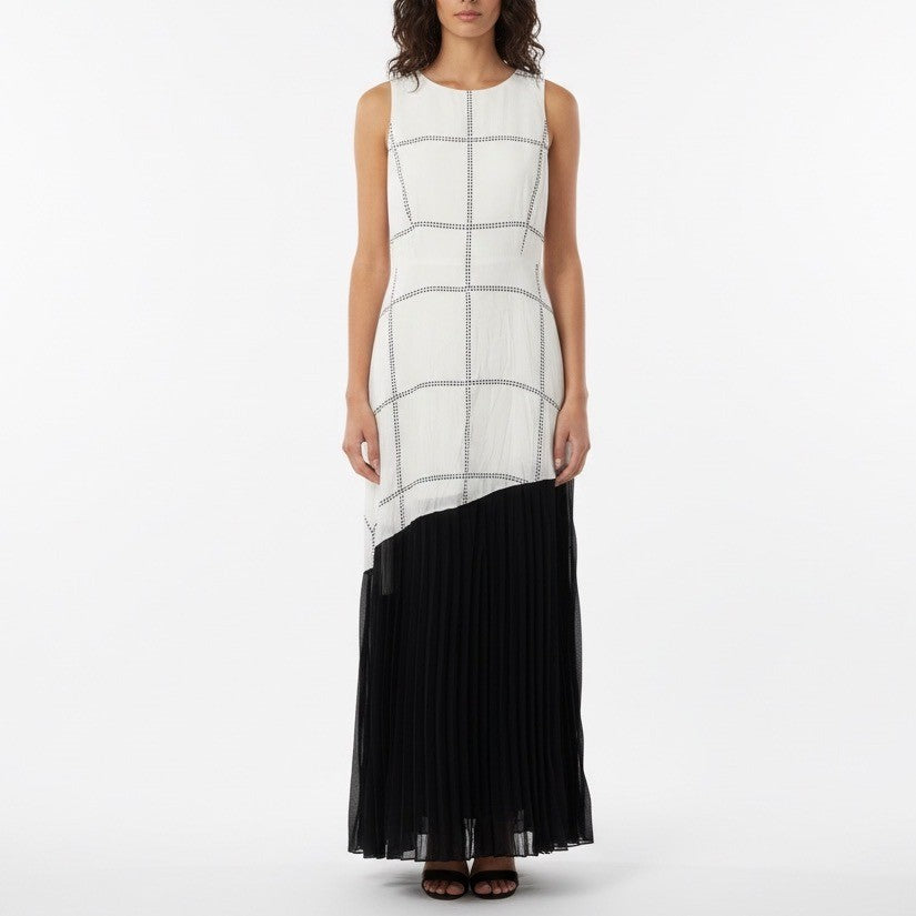 The Line & Dot Black and White Pleated Maxi Dress Size M