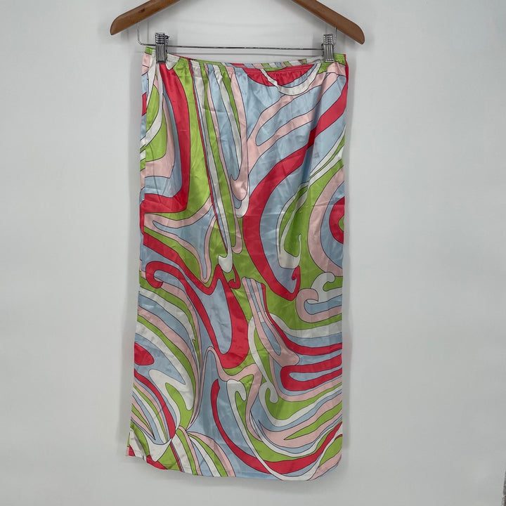 KOLLYY Retro Swirl Print Maxi Skirt Women's Size L Flowy Boho Vacation