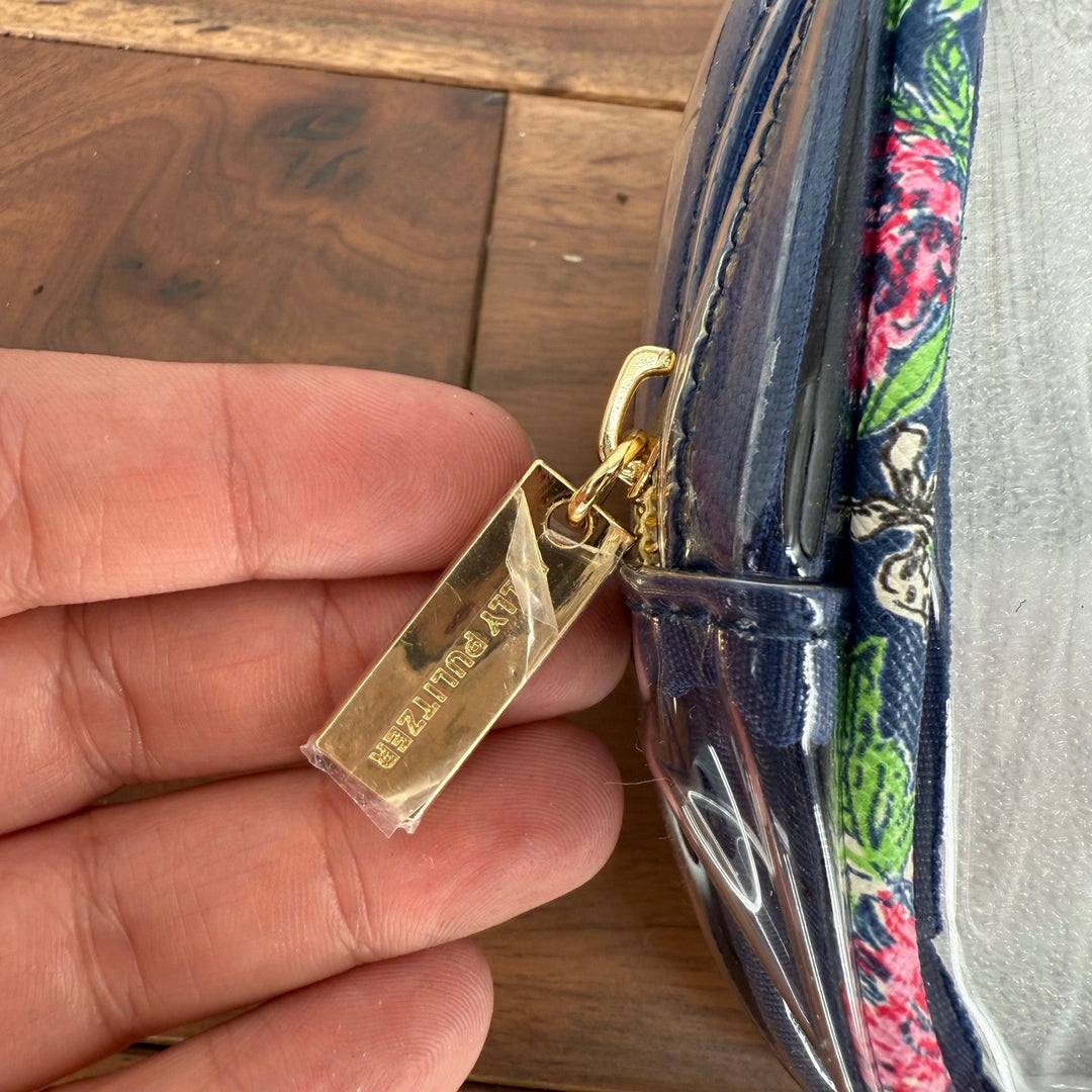 Lilly Pulitzer Clear Belt Bag Pouch Floral Trim Gold Logo & Strap