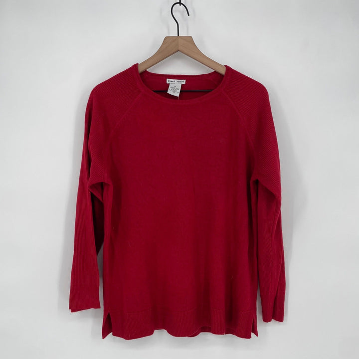 Sweet Romeo Red Crew Neck Long Sleeve Raglan Sweater Top Women Size Medium