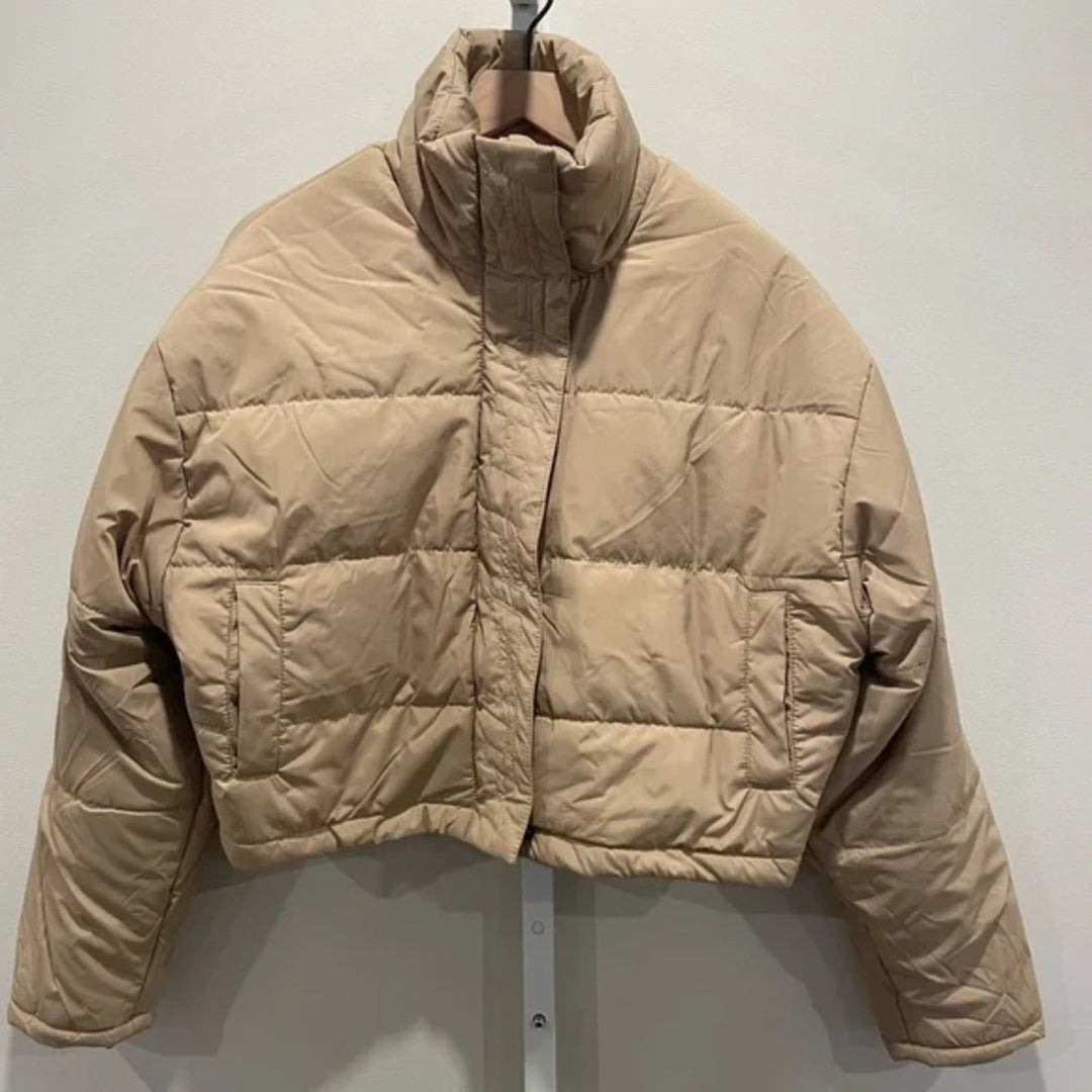 The Fifth Label Tan Cropped Puffer Jacket Size S/4