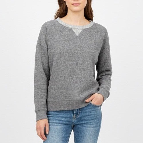 Everleigh Gray V Neck Sweatshirt Pullover Women Size S/P BE20604