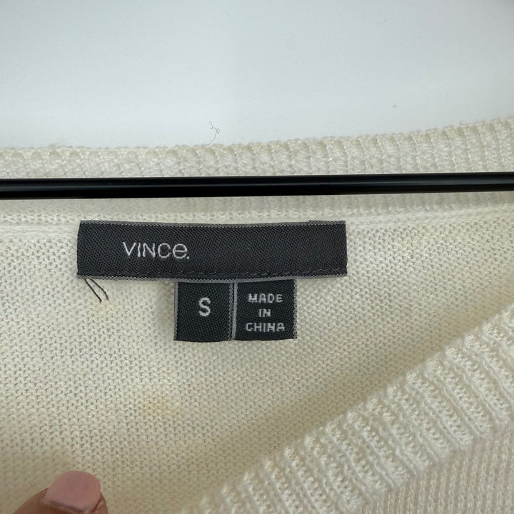 Vince Cream Striped Lightweight Linen Blend Sweater Size S