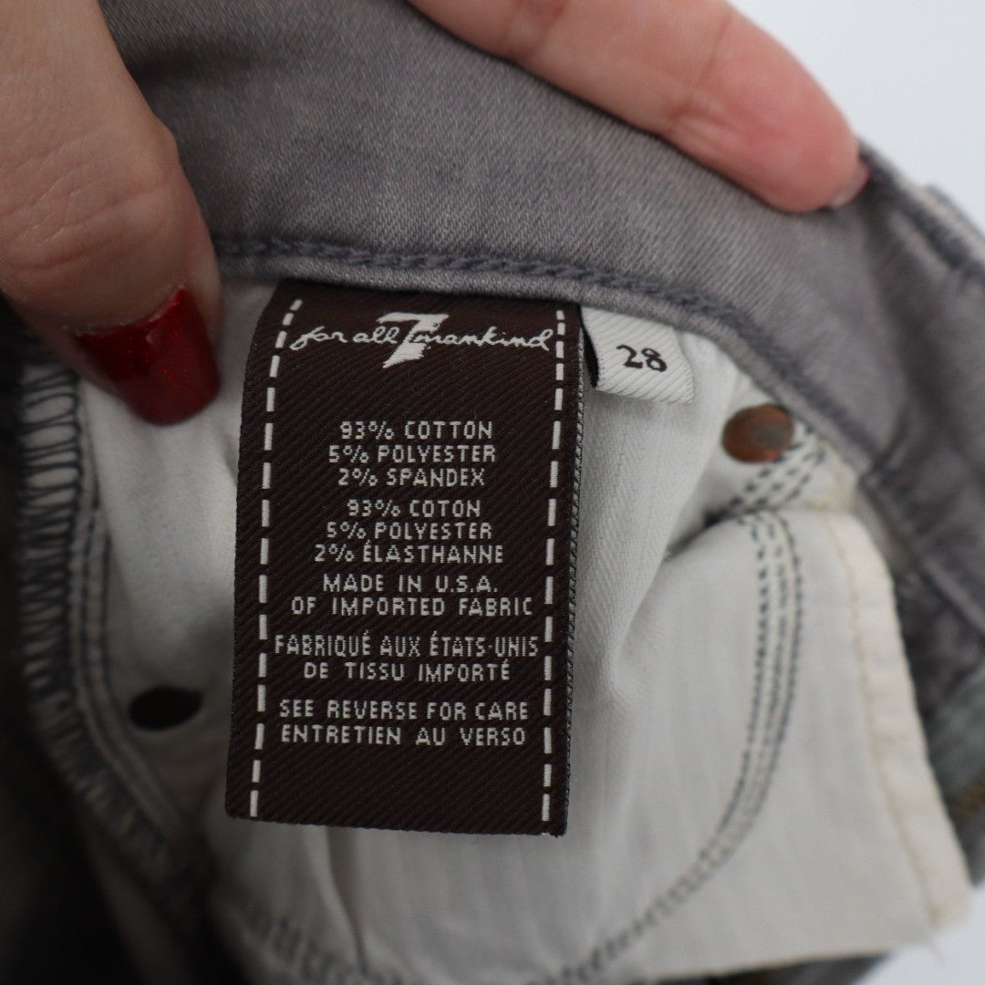 7 For All Mankind Jeans Women 28 Gray Denim Cotton Stretch The Skinny Leg Travel