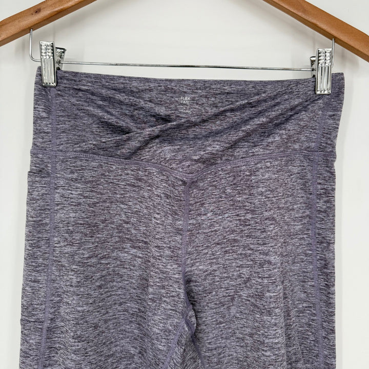 Flex Time Purple Heathered High Waist Athletic Yoga Leggings - Large