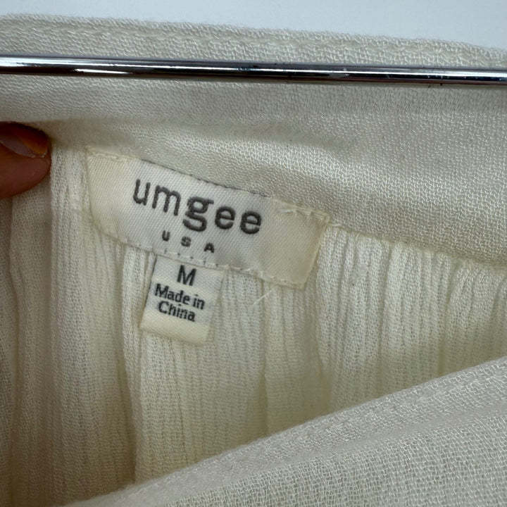 Umgee Off Shoulder Embroidered Floral Tunic Top Blouse Women's Size Medium Cream
