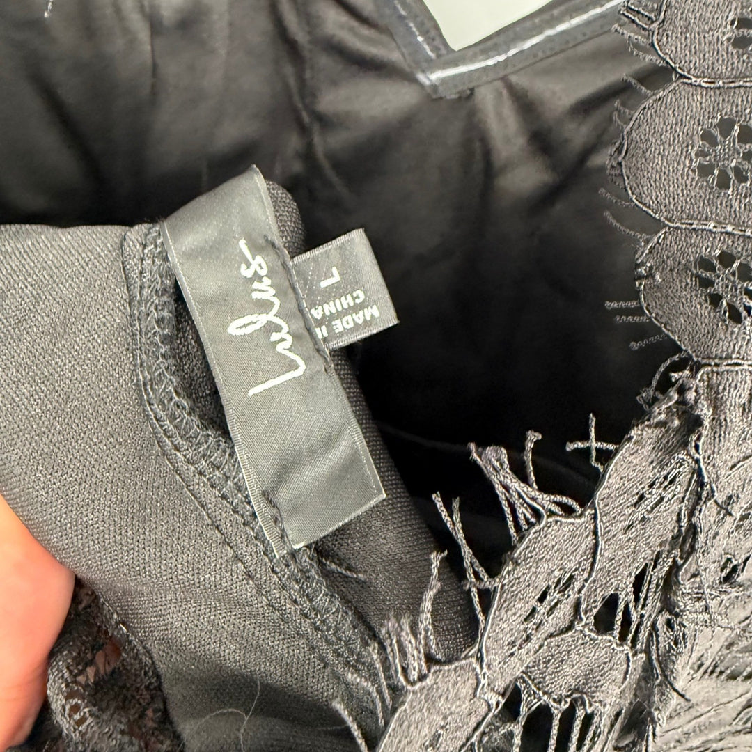Lulus Momentous Moments Black Lace Backless Maxi Dress Size L