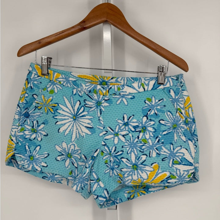 Lilly Pulitzer Waffle Breakwater Daisy Adie Blue Floral Shorts Size 6