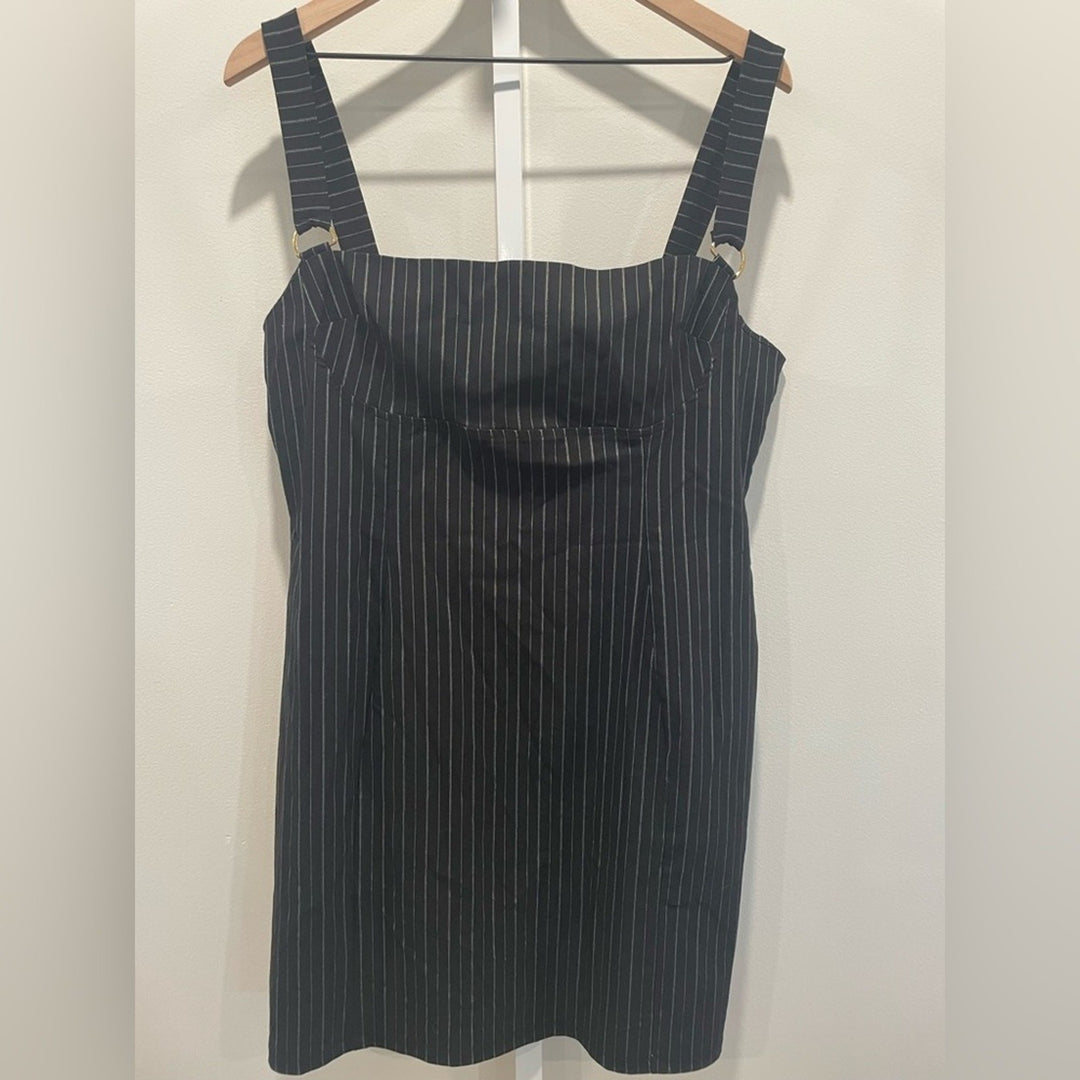 Asos Design Pinstripe Bengaline Bodycon Mini Dress With D-Ring Details Size 14
