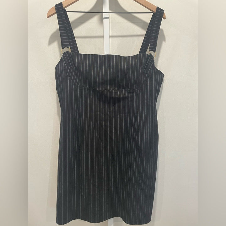Asos Design Pinstripe Bengaline Bodycon Mini Dress With D-Ring Details Size 14