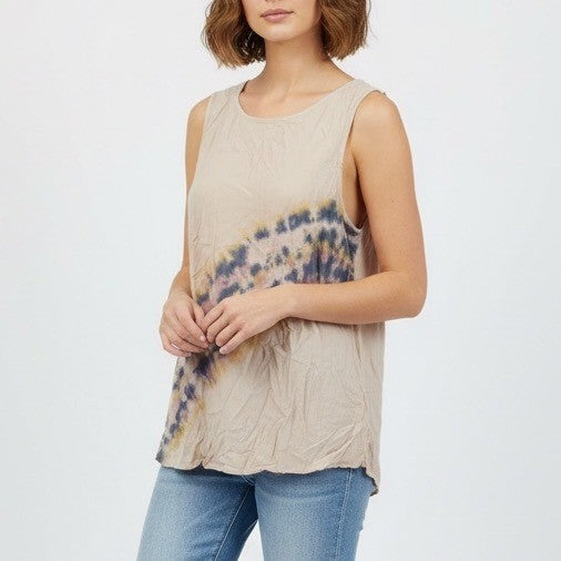 Tina Jo Tie Dye Sleeveless Tank Top Women Large Pink Rayon Casual Top