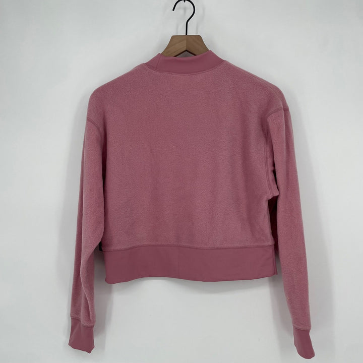 Abound Mock Neck Cropped Fleece Sweatshirt Dusty Rose Pink XS