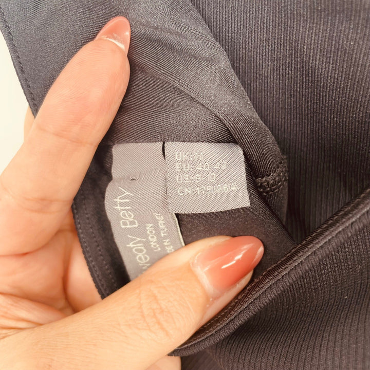 Sweaty Betty Black Ribbed Midi Tank Dress Made in Turkey Size 8 10