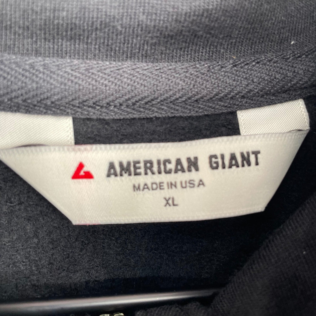 American Giant Black Full Zip Mock Neck Sweatshirt Jacket Mens XL Made USA